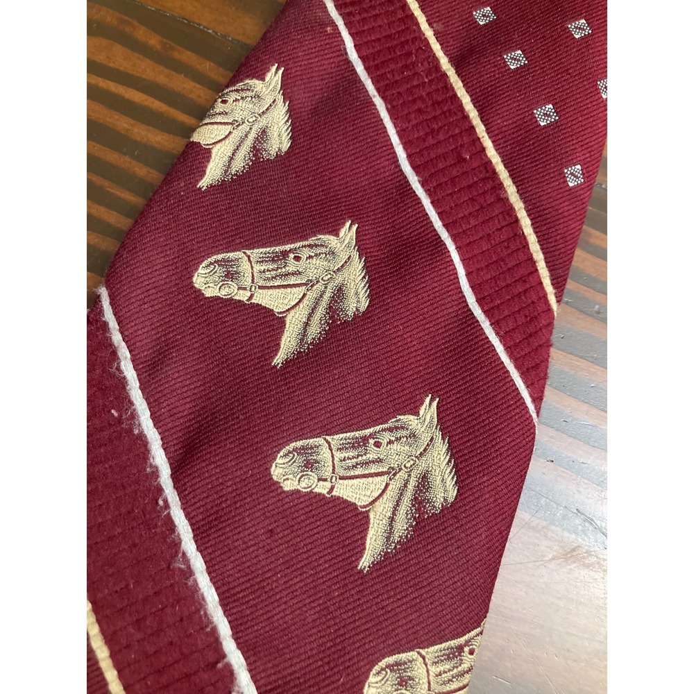 Vintage Rattler Burgundy Red Horse Neck Tie Neckwear 100% Poloyester - Picture 3 of 7